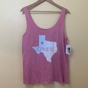 O’Neill NWT Pink White Lone Star State of Texas Graphic Cotton Tank Tee Shirt M